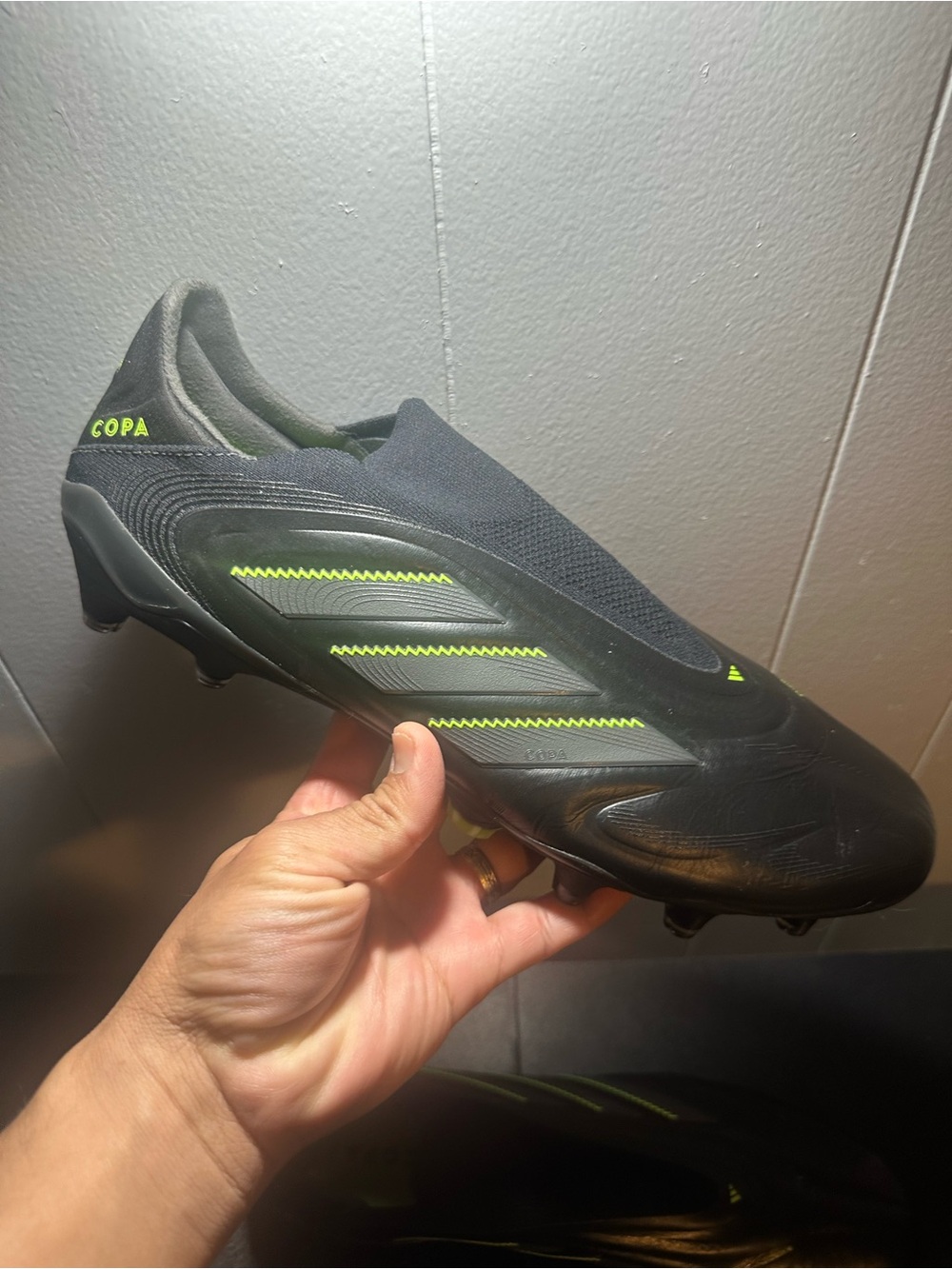 adidas Copa Men's Soccer Cleats - Black with Neon Yellow Accents - Picture 1 of 6